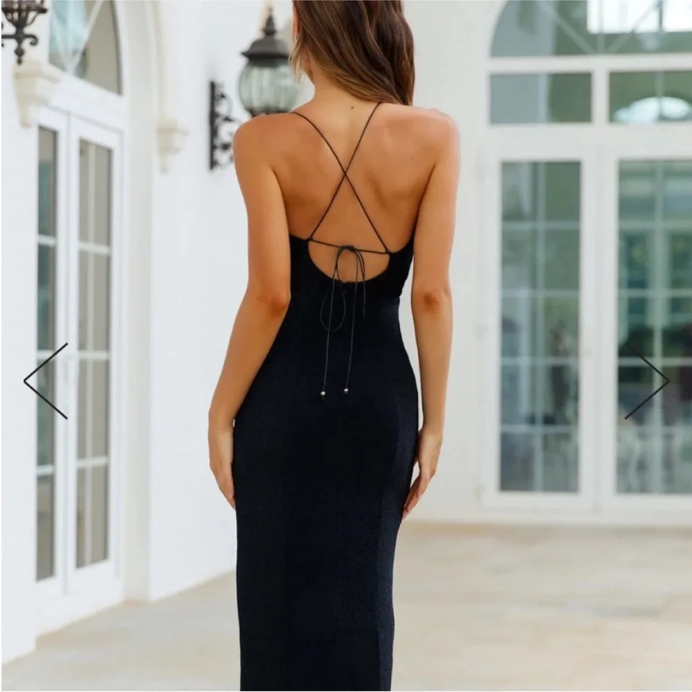 Hello Molly ‘Dear Emilia’ Black Sparkle Maxi, Built-in Cups, NWT, Size XS - Picture 5 of 16